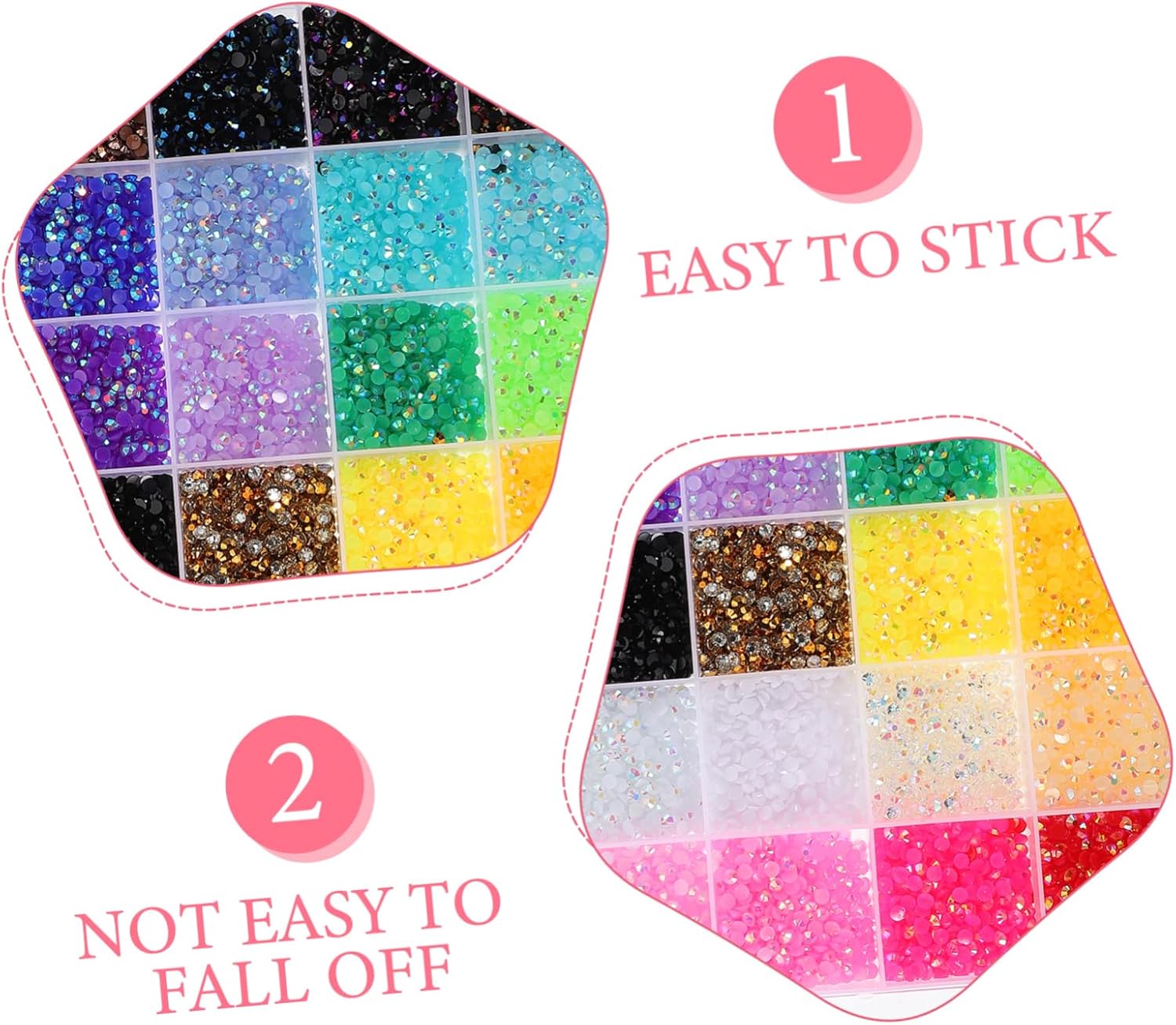 24000pcs Flatback Nail Rhinestones Kit Colors Gems for Easy Application for Creative Designs