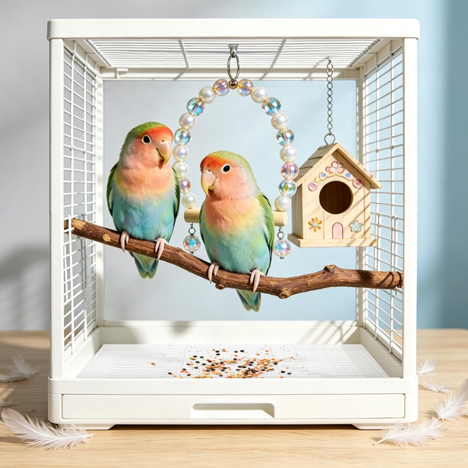 YOUNTHYE Vogelkäfig-Einlagen, 35,6 x 50,8 cm, Einweg-Papier, weiß, Vlies-Käfig-Papiereinlagen, vorgeschnitten, saugfähig, für Haustiere, Vögel, Papageien, 200 Stück
