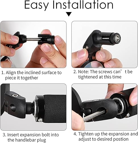Miniatura 6 de Espejos para bicicleta, 2 unidades, para manillar, espejos retrovisores ligeros para ciclismo, espejo retrovisor seguro para bicicleta de montaña y