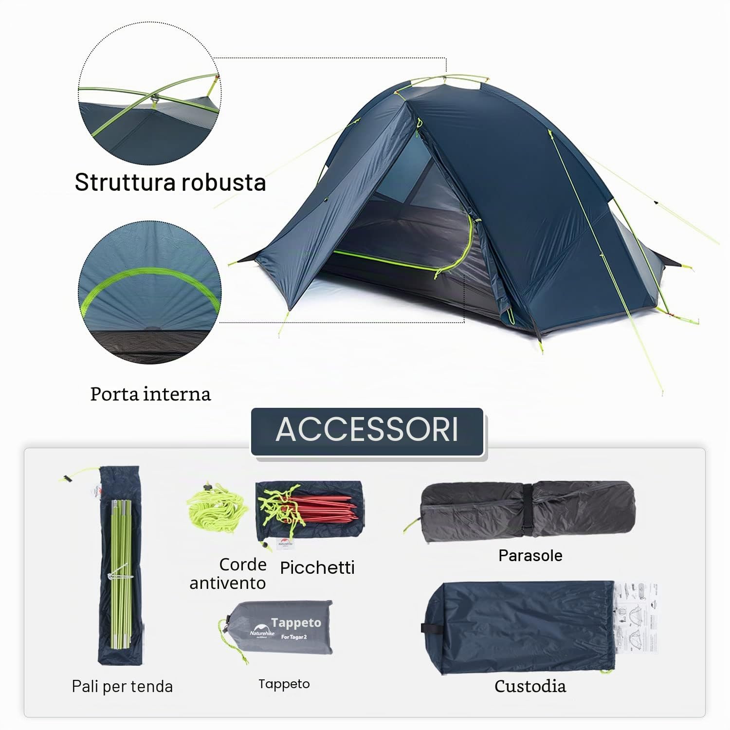 Naturehike Taga Tenda da Campeggio Ultra Leggera 1-2 Persona