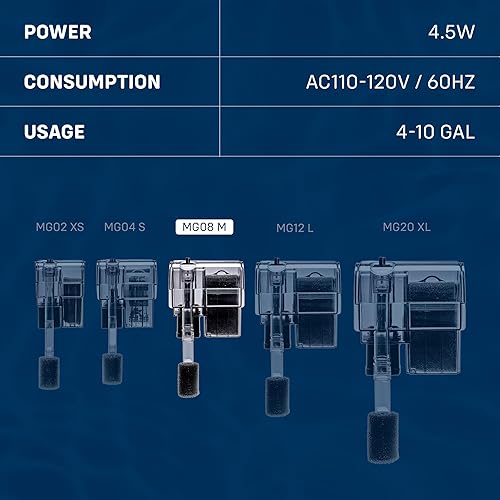 Miniatura 5 de Mighty Aquarium - Filtro para colgar en la parte posterior, filtro de encimera de acuario, filtro ajustable para pecera, filtros de acuario, filtro