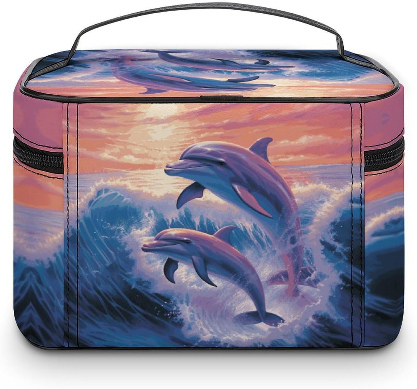 Travel Makeup Bag Portable Large Cosmetic Bag with Handle And Compartment image 3