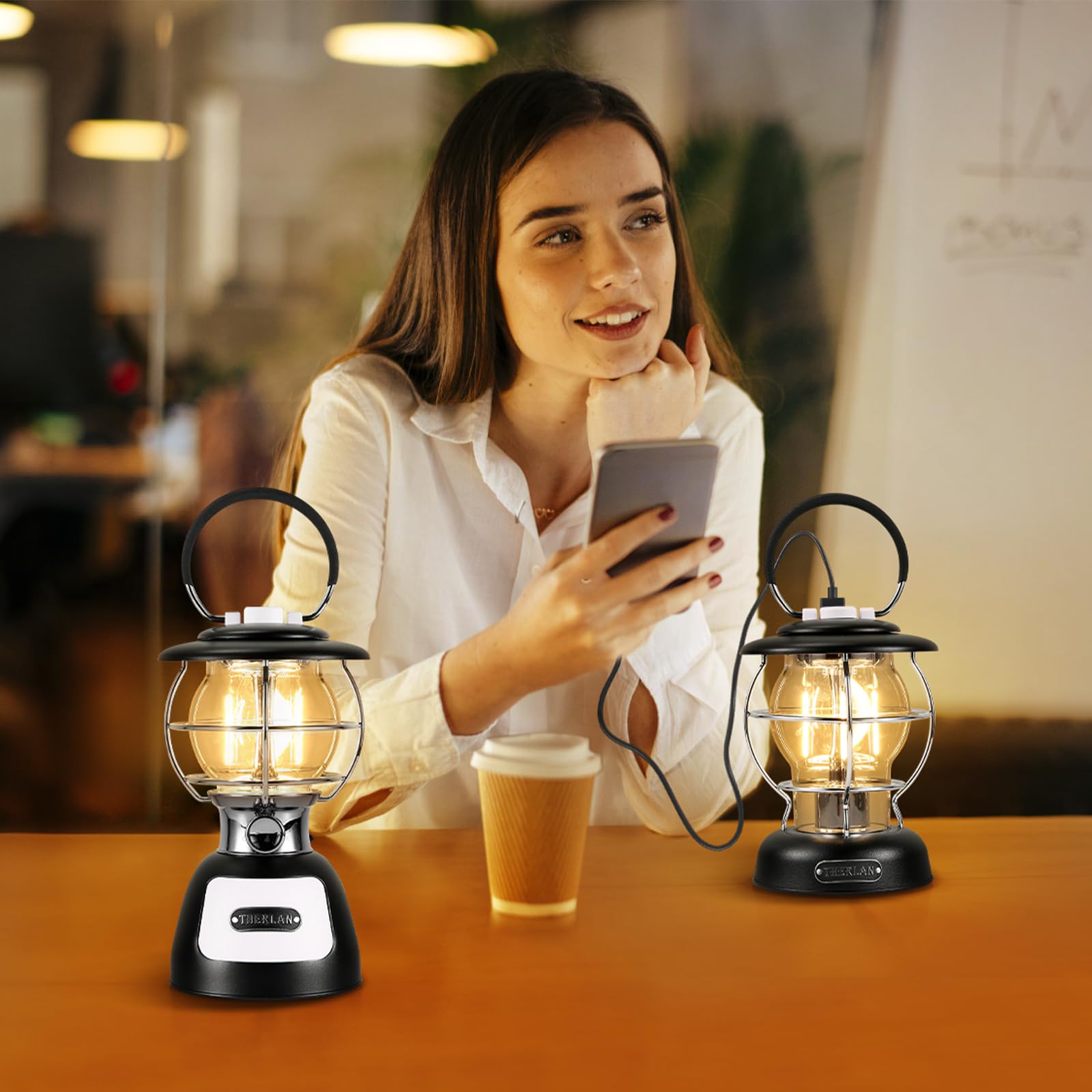 lampa kempingowa LED, możliwość ponownego ładowania, 3 tryby świecenia, 250 godzin, bezstopniowe ściemnianie, 4000 K-6500 K, 350 lm, IP44, wodoszczelna lampa namiotowa, lampa z powerbankiem