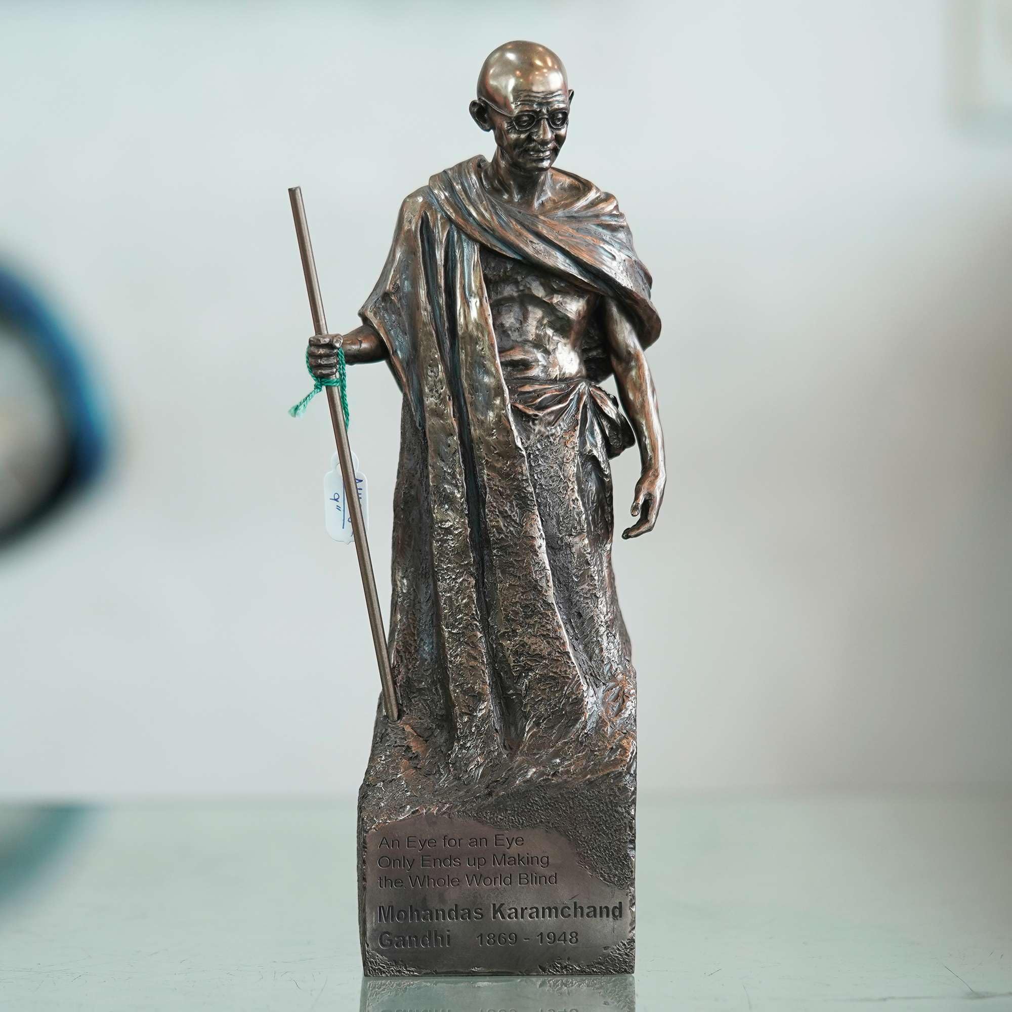 shri laxmi Traders Bronze Finish Father of The Nation Gandhi Ji Decorative Statue Polyresin Gold-5
