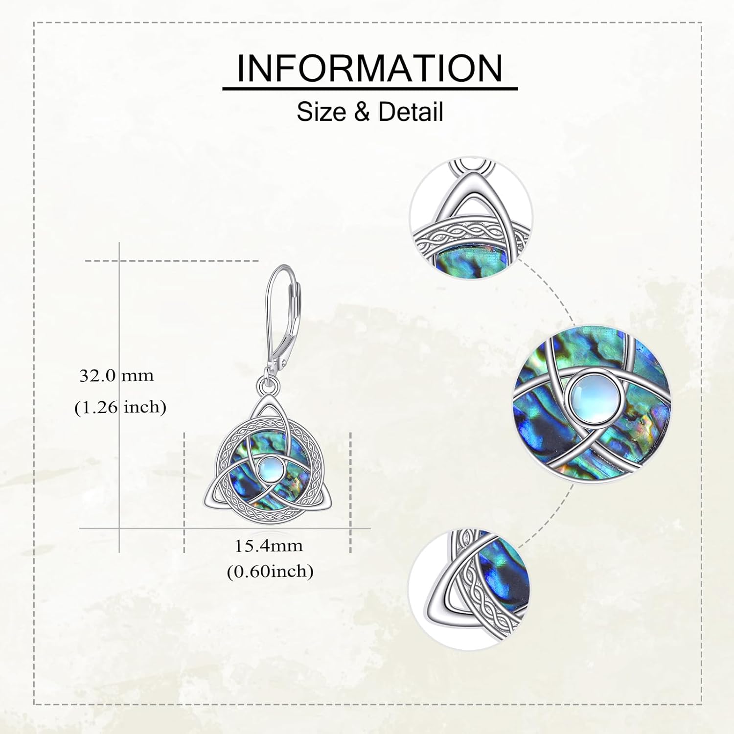 Celtic Knot Earrings 925 Sterling Silver Moonstone Celtic Knot Dangle Leverback Earrings Trinity Jewelry Gifts for Women Mother Friends - Image 4