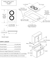 Vista 6 de Empava Placa de cocción de inducción doble/dual, 2 quemadores, parte superior de vidrio plano a prueba de roturas, Bridge-SYNC, 3 modos