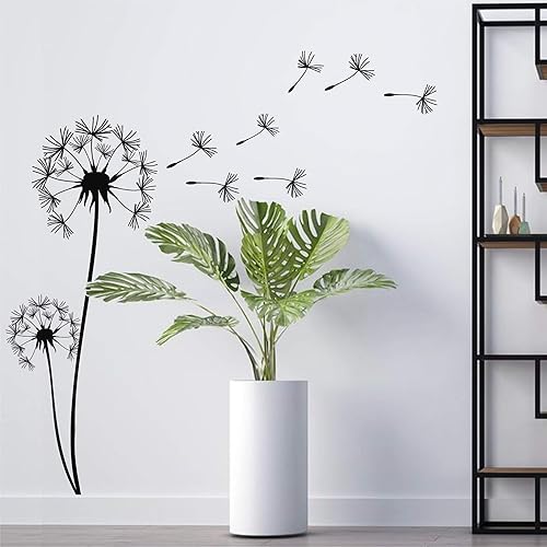 DEKADRON Arte de pared de metal, pueblume con semillas voladoras, decoración de naturaleza de metal, rótula con diente de león, arte de pared para