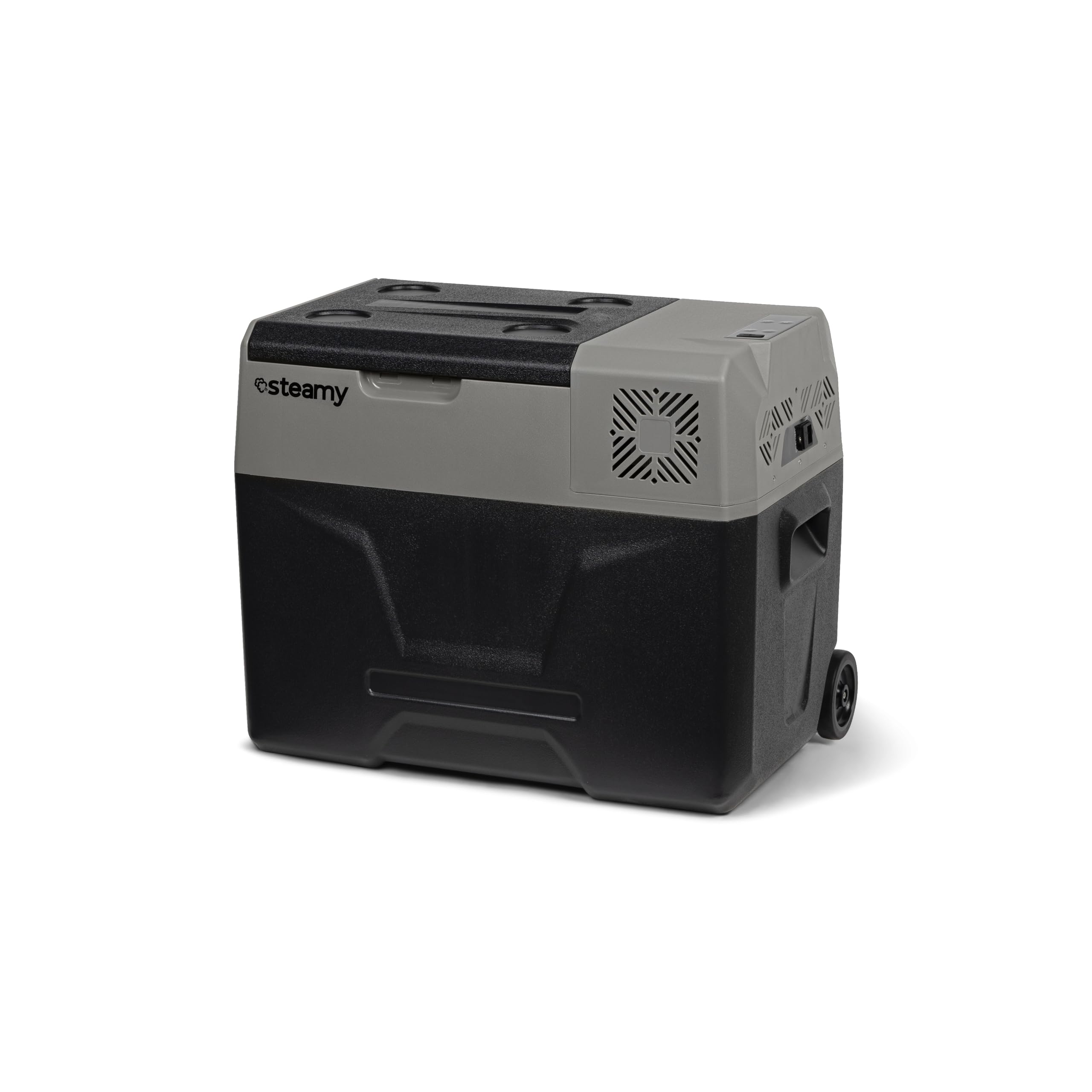 Steamy-E Single Zone 40 Roller, Frigorifero Elettrico a Compressore con Ruote, 12/24V DC e 100-240V AC, per Congelare e Raffreddare da -20℃ a +20℃, Ideale per il Campeggio, 39 Litri, Nero