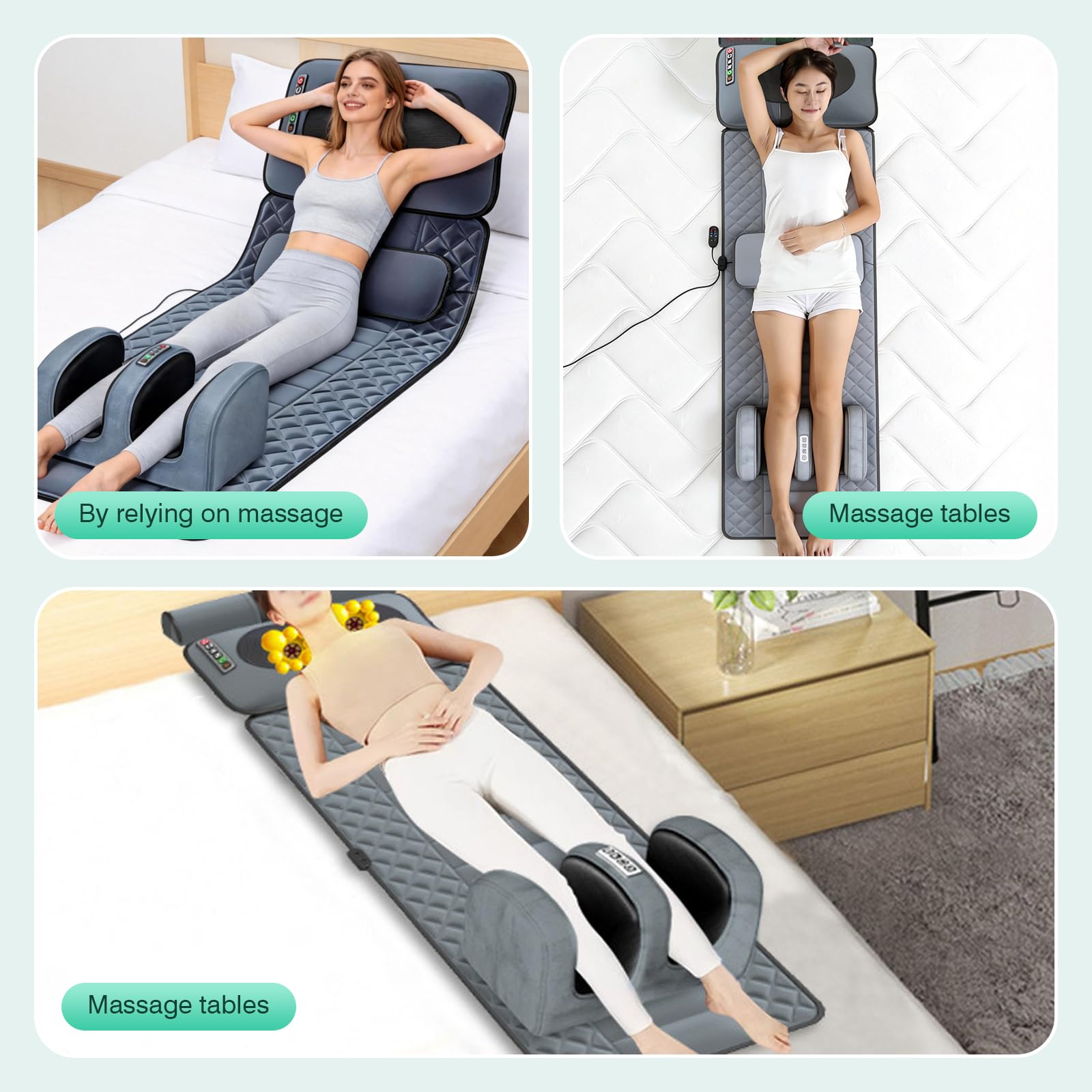 Ganzkörpermassagematte mit Wärme, Massagematte Elektrisch, Rückenmassage-Pad, Lendenwirbeltraktion & Entspannung, 9 Massagemodi und 9 Geschwindigkeitsmodi Nacken und Schulter-Rückenmassagegerät