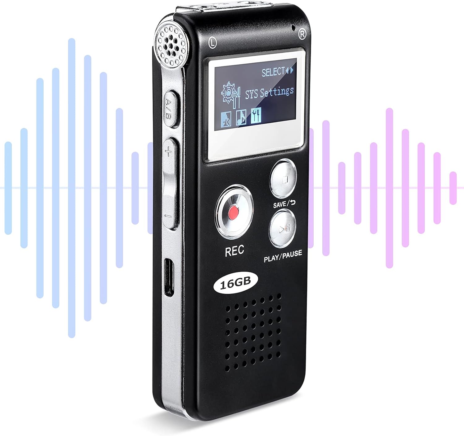 welltop 16GB Digital Voice Recorder, USB Rechargeable Dictaphone