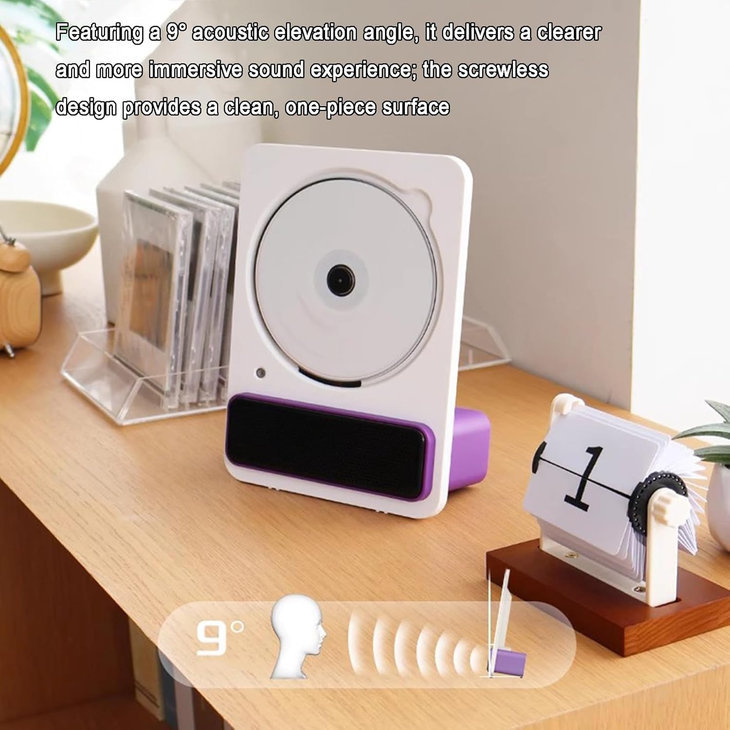 Lettore musicale CD con Bluetooth, telecomando, batteria ricaricabile, jack per cuffie da 3,5 mm, qualità del suono HiFi, altoparlante full-range integrato