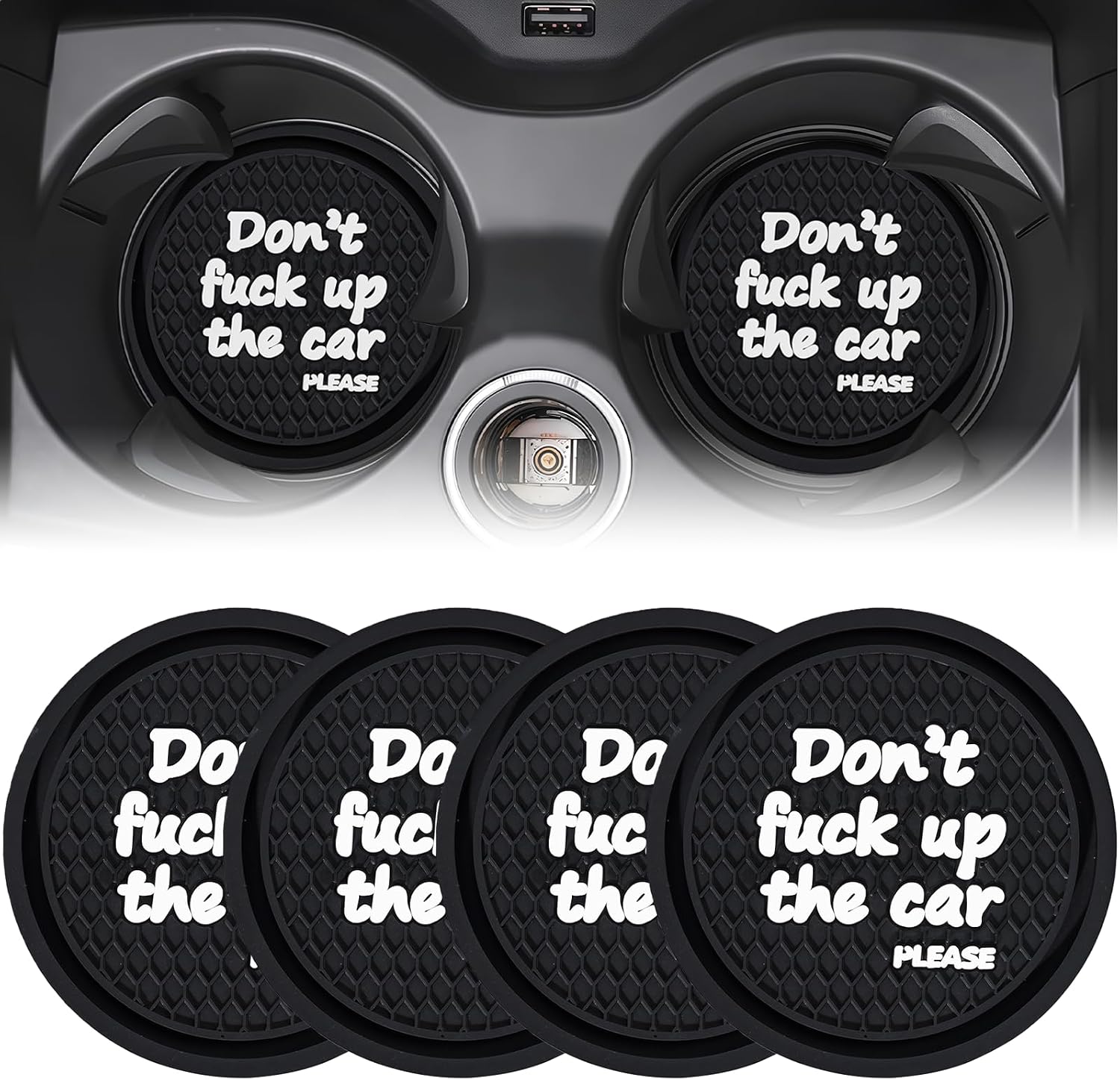 Car Cup Holder Coasters, 4 PCS Car Cup Holder Insert Coasters Silicone