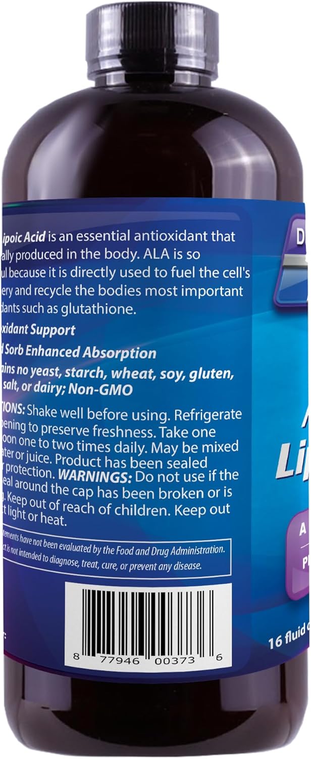 DRS Advantage Alpha Lipoic Acid - Liquid Dietary Supplement with 50mg ALA per Serving - Packed with Antioxidants - Pharmacist Formulated, Rapid-Sorb Technology for Nutrient Absorption - 16 fl. oz.