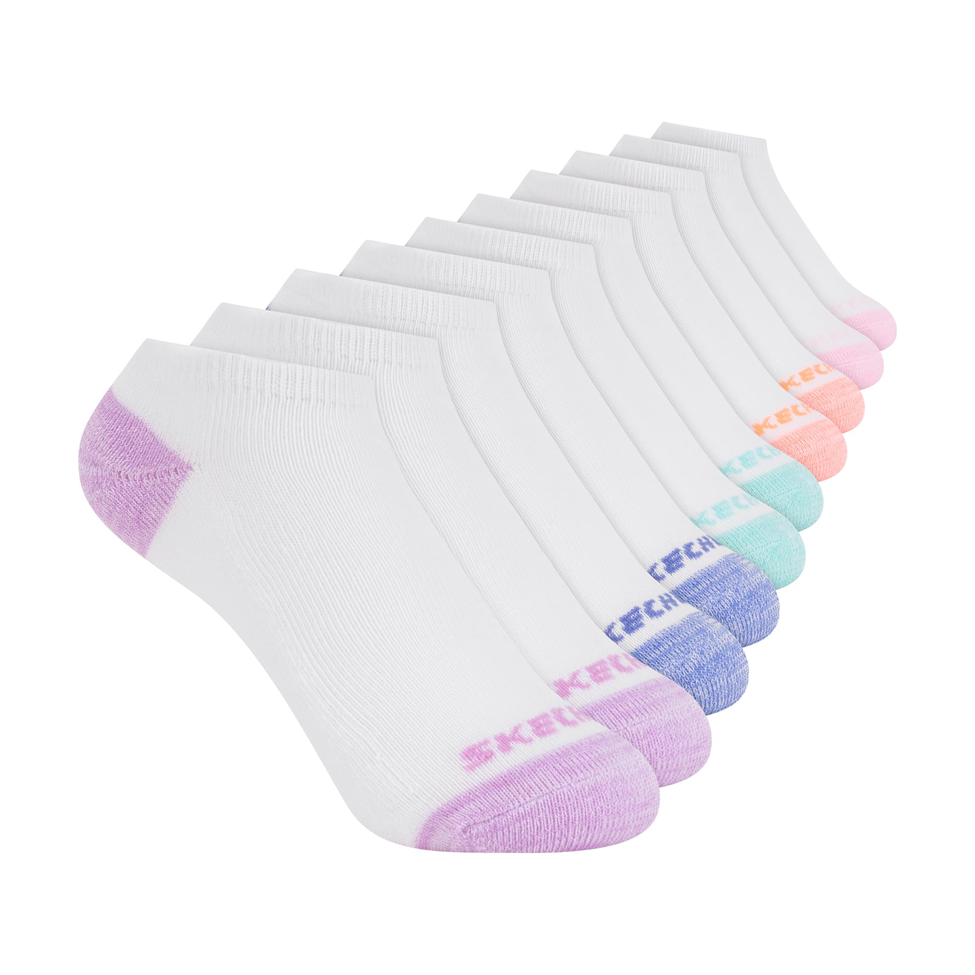 Skechers 10-pack Performance No Show Socks, Everyday Wear For Kids, Soft & Comfort-fit Chaussettes Fille