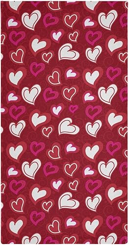 Miniatura 7 de ALAZA Juego de 2 toallas de baño de mano para el día de San Valentín con corazones rojos, toallas de baño de algodón suaves y absorbentes, toallas