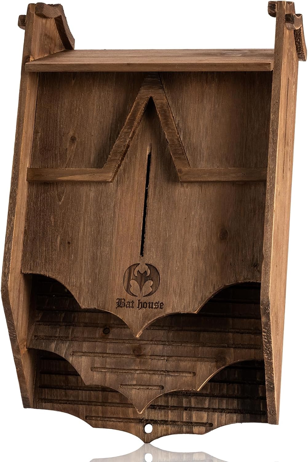 Wooden Bat Houses for Outside Bat Box for Outdoors - Large Two Chamber Box Perfectly Designed to Attract Bats - Durable and Easy to Hang(Bat House II Brown)