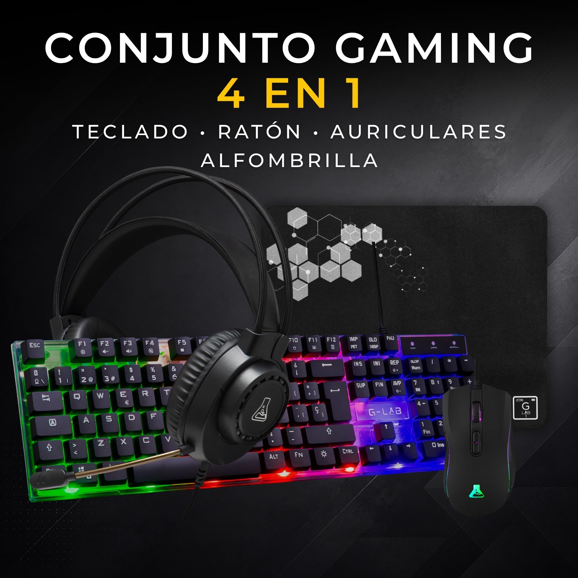 The G-Lab Combo Neon - klawiatura i mysz do gier ze słuchawkami i podkładką