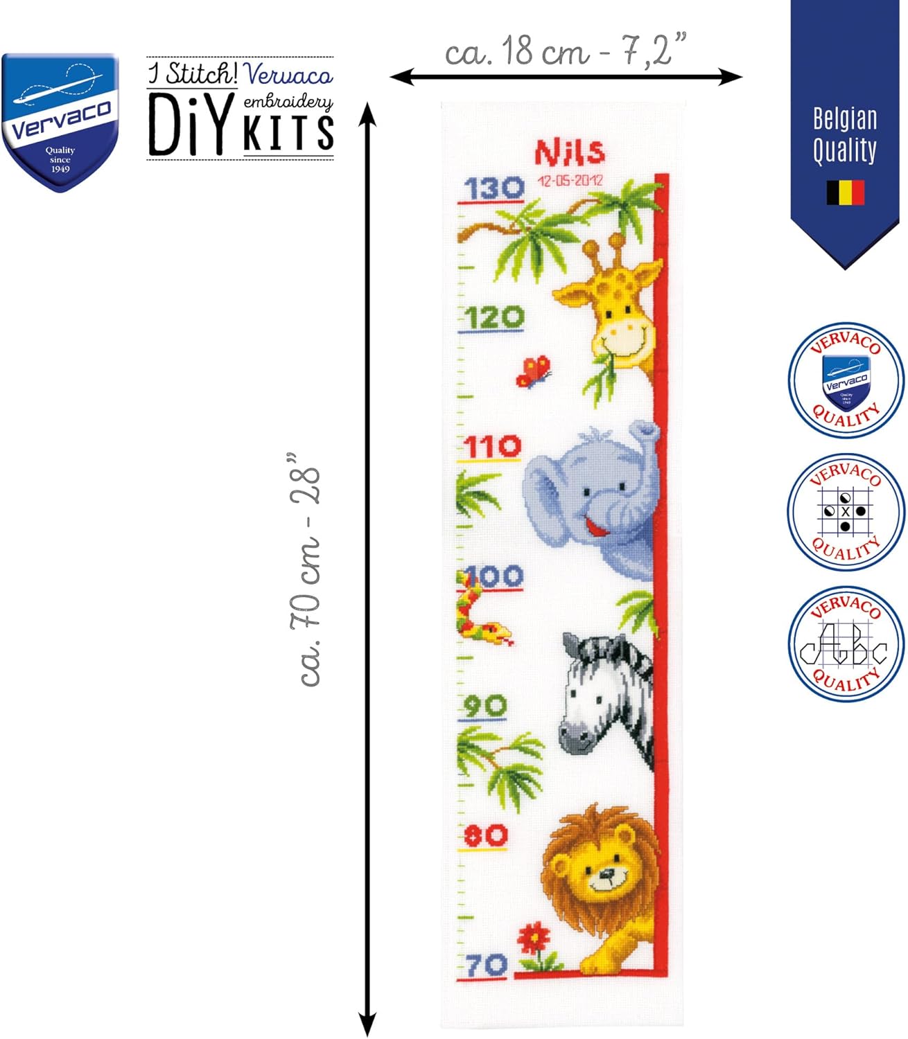 Vervaco Growth Chart Animals Peekaboo Cross Stitch Kit