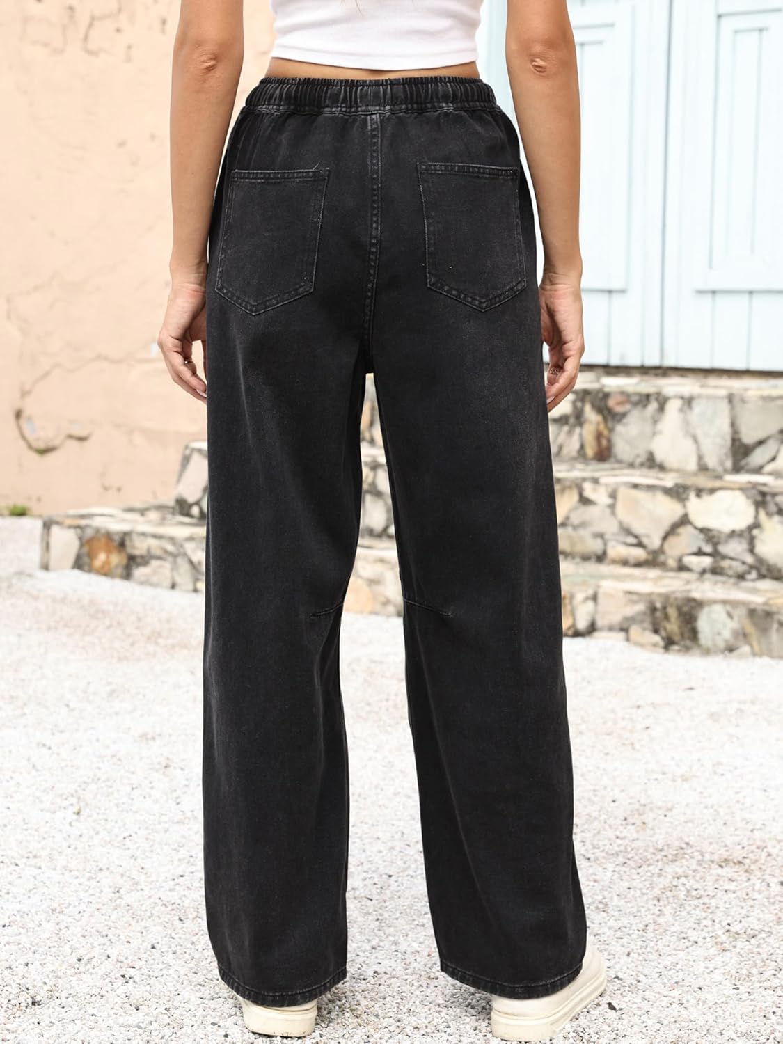 ANRABESS Women Barrel Jeans High Waisted Wide Leg Drawstring Denim Pants Y2K Baggy Loose Fit Trouser Jeans with Pockets - Image 4
