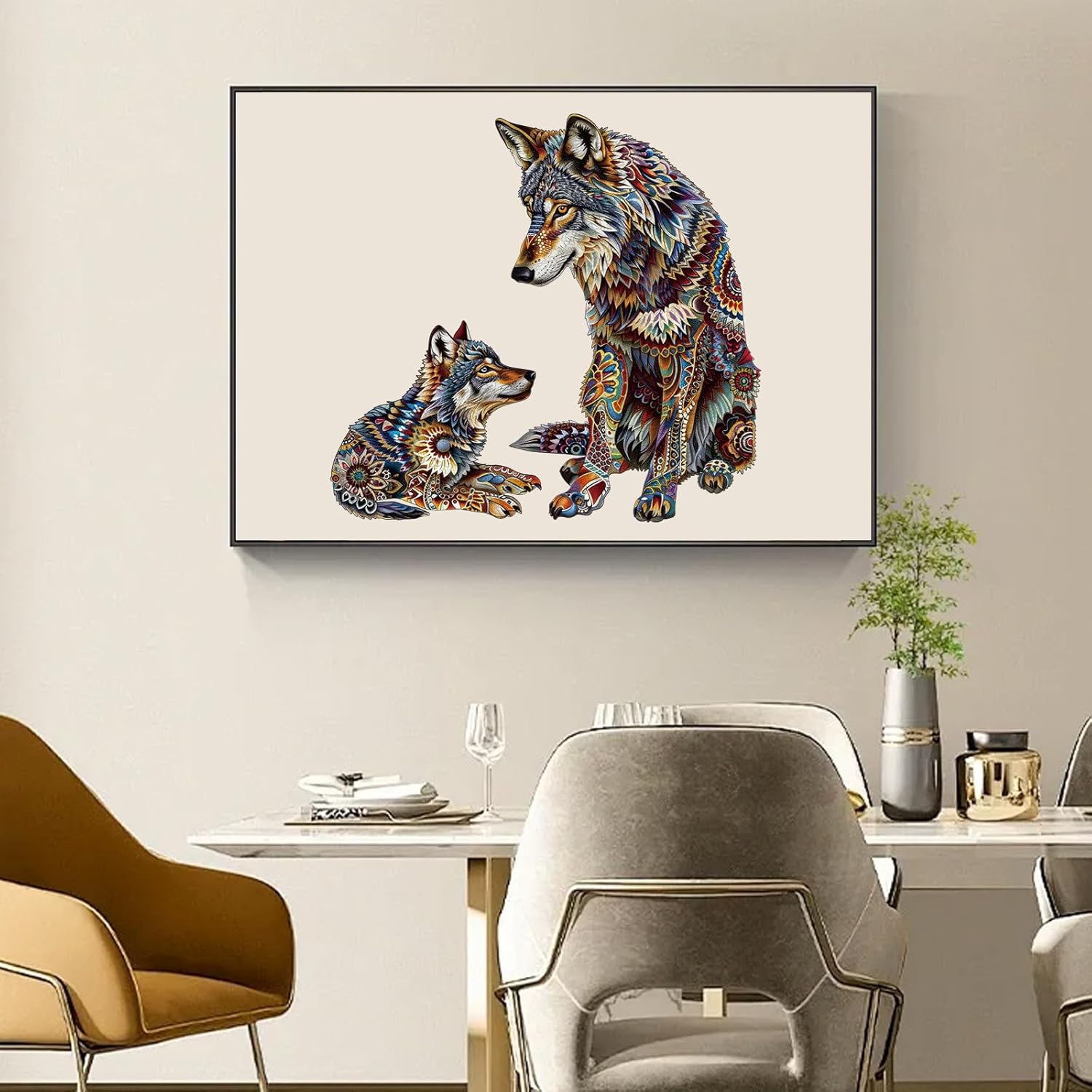Ruikiyart Wolf Puzzle Set Wooden Puzzles for Adults, 200 Pieces Wolves Challenging Wood Jigsaw Puzzles, Animal Wood Puzzle Unique Shaped Wooden Puzzle for Kids Family Game Gift with Box (11.2"x11.3")
