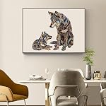 MYS A·U·R Puzzles en bois pour adultes Mandala Wolf Puzzle de la famille 200Pcs Formes uniques Puzzles d'animaux Cadeau fabuleux pour les enfants et les adultes à l'anniversaire,Action de grâce,Noël 11.2x11.3