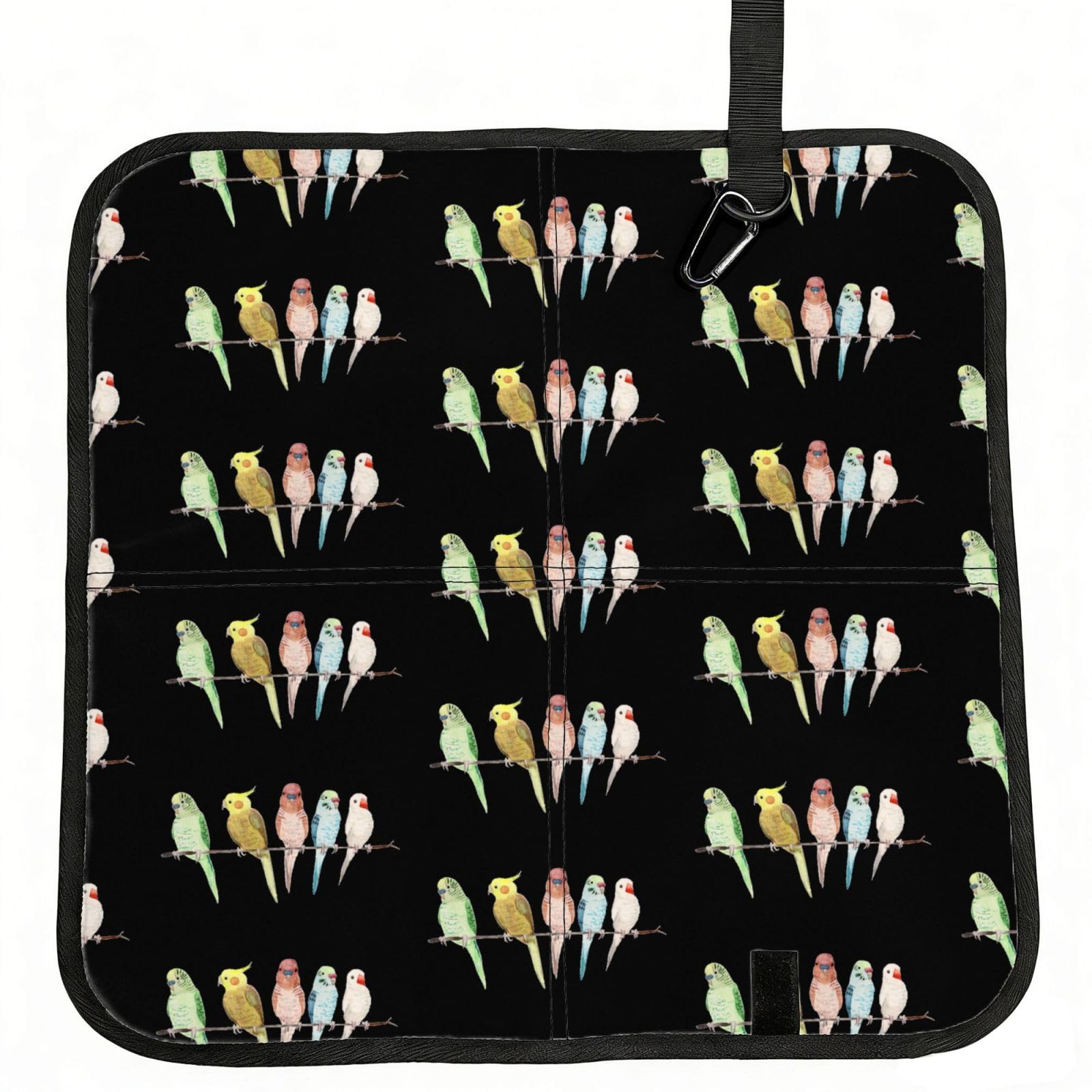 KAPPTYY Colorful Parrots On Tree Printed Bleacher Seat Cushion PE Foam Filling, Foldable Sitting Pad for Concert Stadium Events