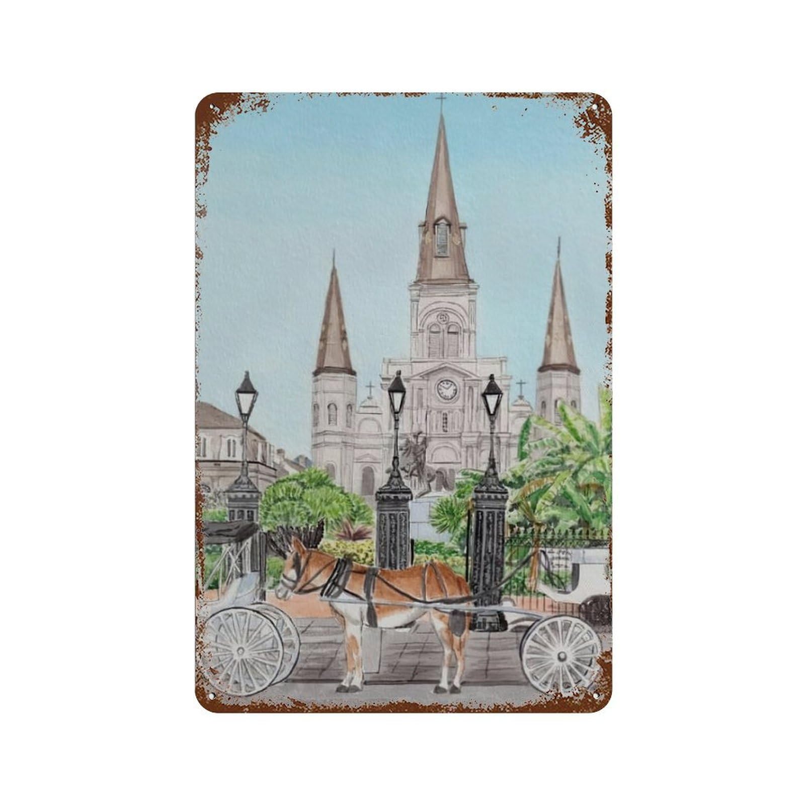 xiaoxiaoshen Cityscape New Orleans Louisiana Wall Decor Art Metal Tin Poster Modern Home Decor Art Home Bar Shop Decorations Vintage Sign 30x20cm
