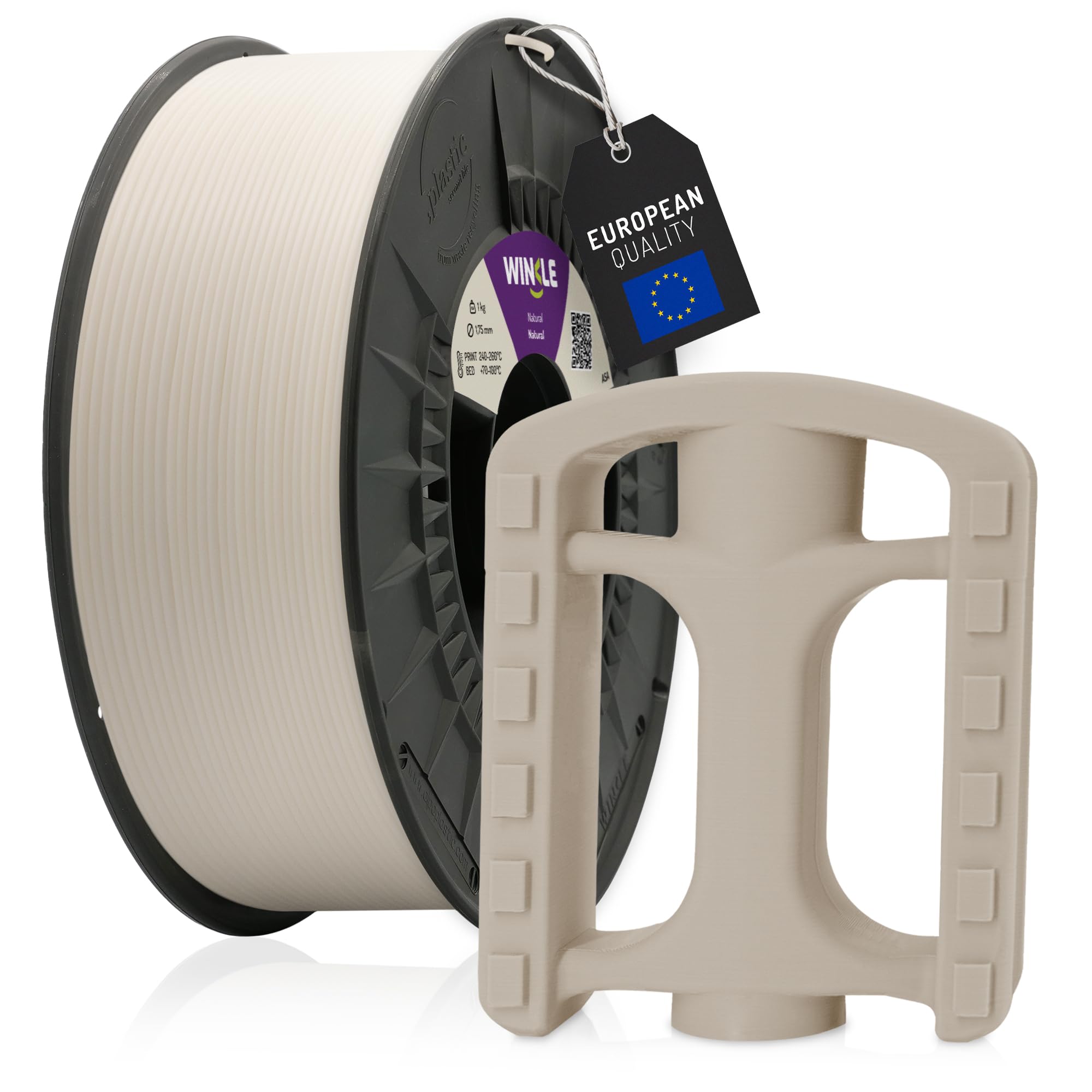 WINKLE Naturalny filament ASA | Filament do drukarki 3D | Filament ASA 1,75 mm 250 g | Naturalny ASA | Kompatybilny z większością drukarek 3D | Dokładność wymiarowa | Wytrzymały | Cewka 250g