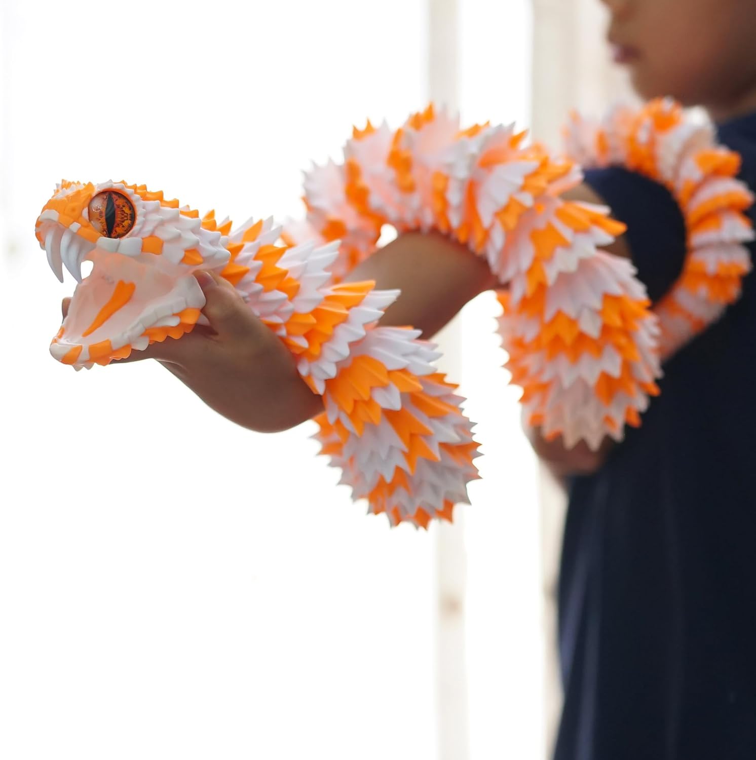 47.5inch Super Large 3D Printed Snake Models,Movable Teeth,Flexible Joint Animal lacertid Figurines, Stress Relief, Fidget restlessness, ADHD Toys, Surprise Fantasy Gifts (WO/47.5inch)