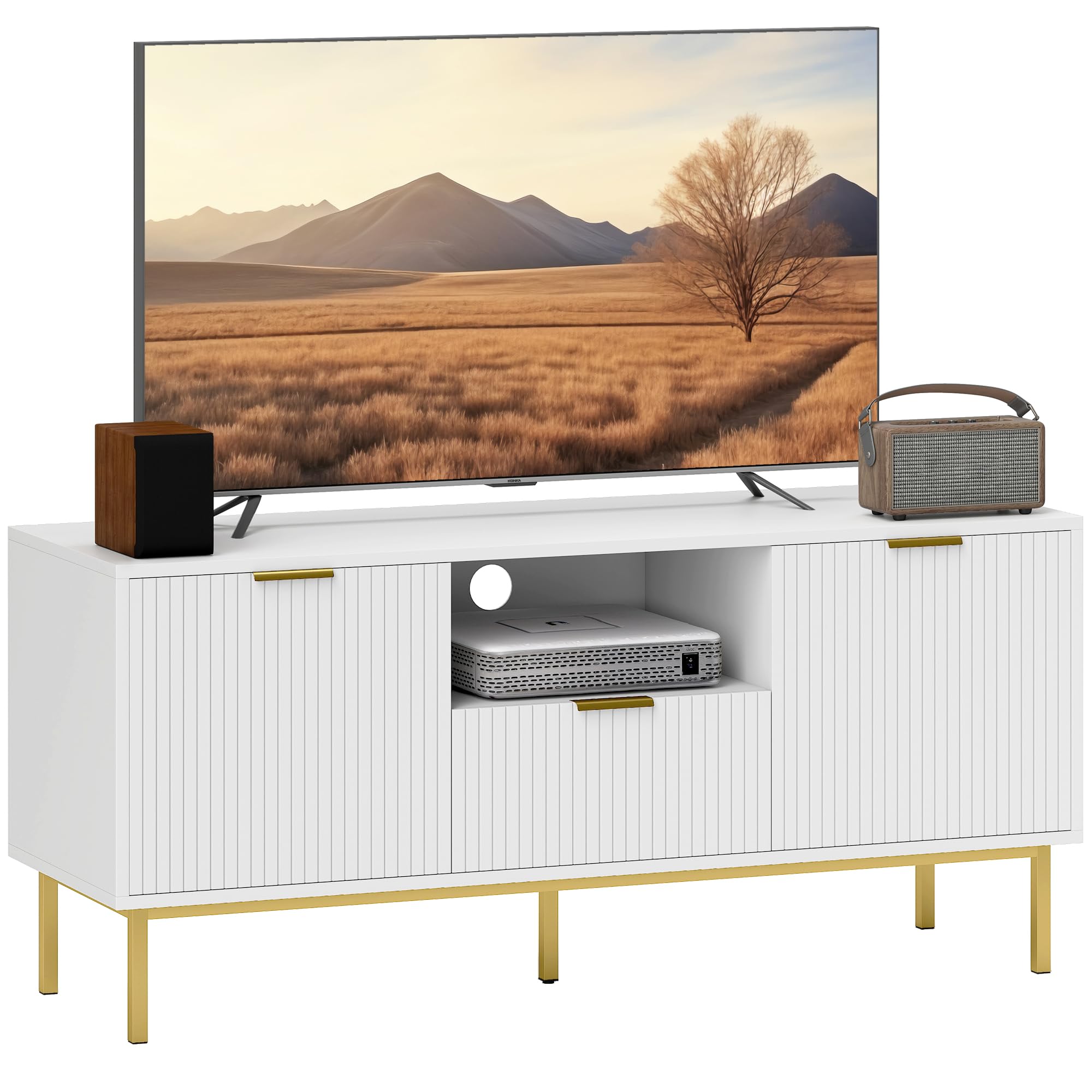 Meuble TV mural HOMCOM banc TV jusqu'à 50 pouces avec compartiments
