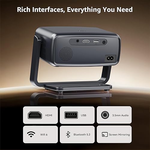 Miniatura 8 de Proyector 4K con WiFi y Bluetooth, proyector inteligente con enfoque automático y control de voz, más de 10,000 aplicaciones de cine en casa mini