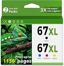 Relcolor Remanufactured 67XL Ink Cartridge Replacement for HP 67 XL Black Color Combo for HP67 HP67XL 2852e 2855e 4200 2827e 2734e 2700 4100 4155e 2755e 2700e 2752e 6400 4100e 6458 6455e 6458e 6065e