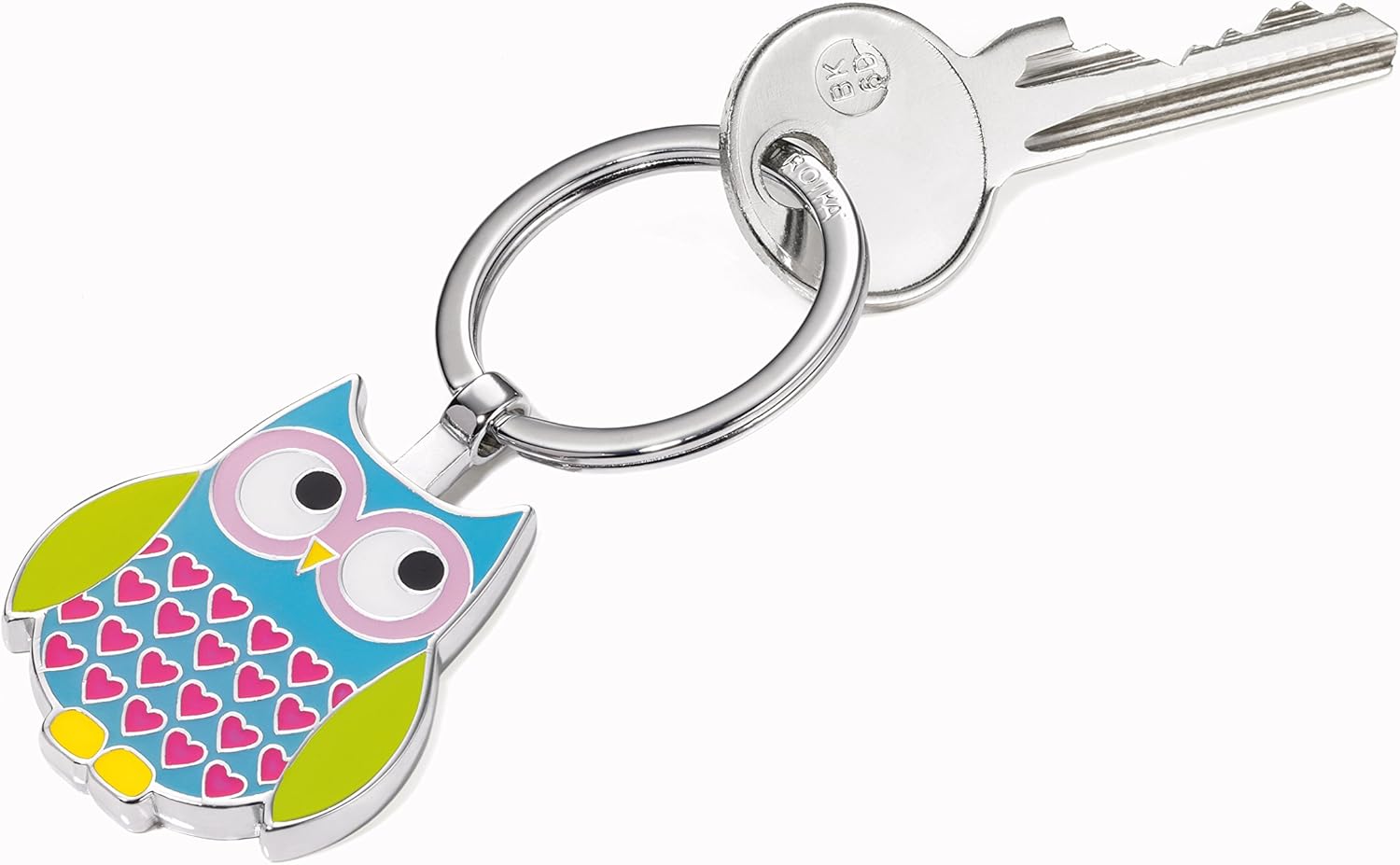 TROIKA Rosy – KR14-13/BL – owl Keychain with Original Troika Keyring – cast Metal/Enamel– Shiny – Chrome Plated – Multicoloured – TROIKA-Original