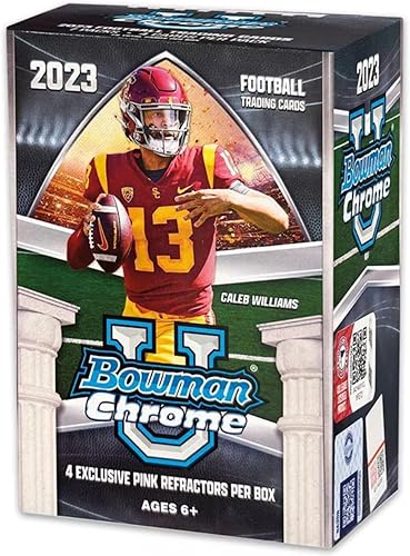 2023 Bowman Chrome University Football Card Blaster Box - 28 tarjetas de fútbol - Busca Caleb Williams, Drake Maye, Shedeur Sanders, Marvin Harrison