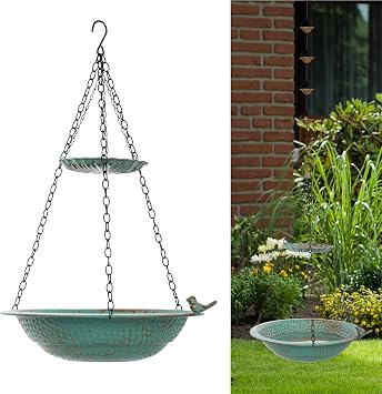 10FT Bronze Lotus Rain Chain and 13 inch Rain Chain Basin, Replacement for Gutter Downspout