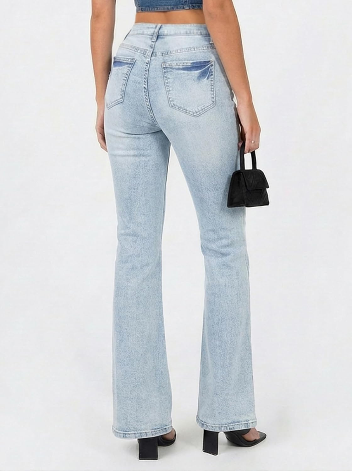 EMMIOL Flare Jeans for Women Trendy, Mid-High Waist Bootcut Bell Bottom Jeans, Stretchy Denim Y2K Pants with Pockets - Image 3