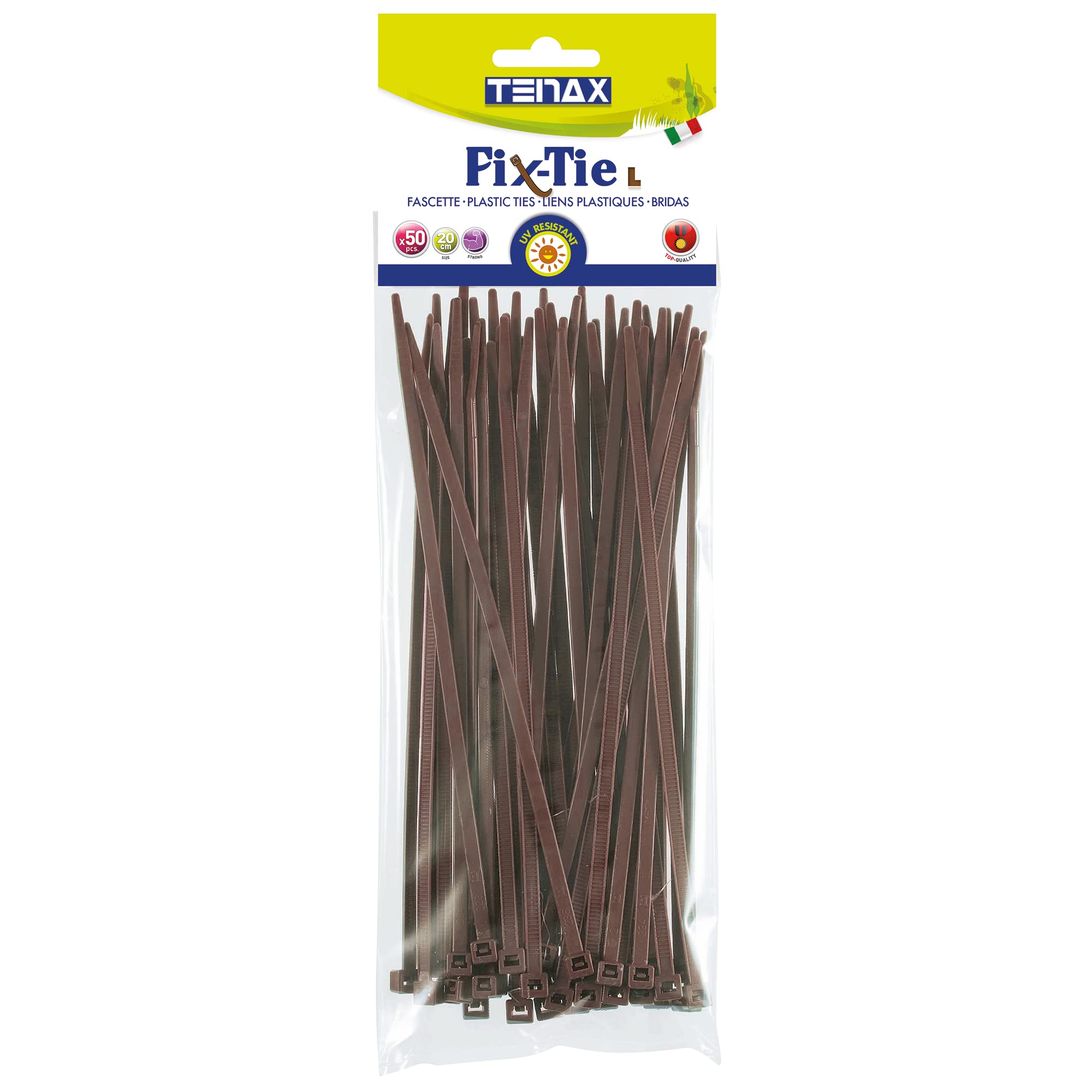 TENAX FIX-TIE L Fascette Multiuso Plastica 20 cm Marrone 50 sztuk