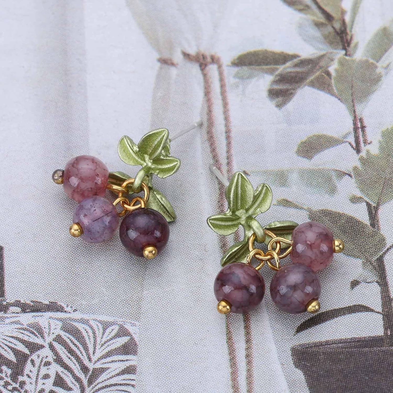 Vintage 3D Grapes Drop Earrings Small Grape Drop Earrings Purple Grapes Dangle Earrings Grape Fruit Earrings Raspberry Earrings Jewelry for Women - Image 4