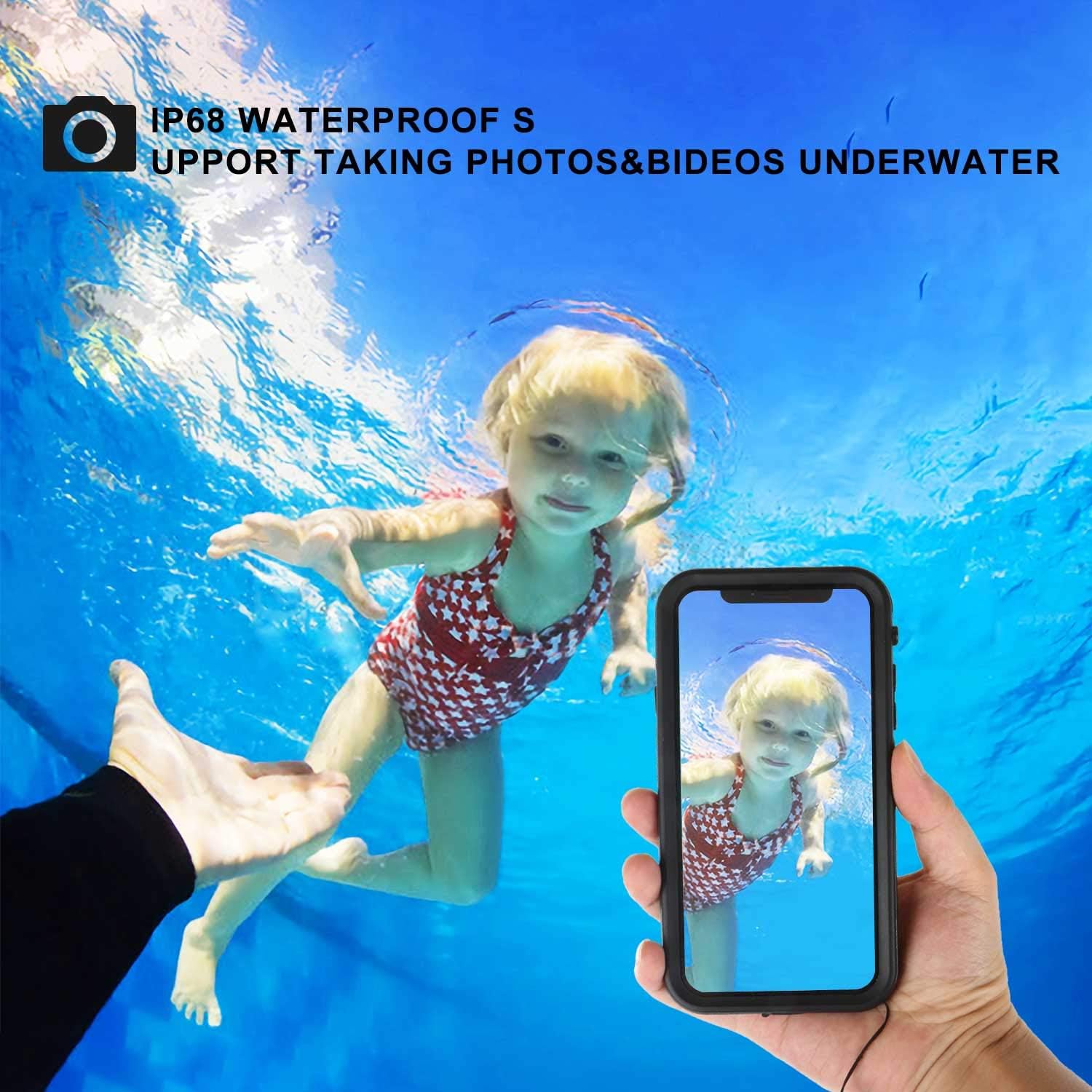 Clear iPhone xr case, Underwater 360 Full Sealed Cover, IP68 Certified, Military Grade Drop Tested, Waterproof, Snowproof, Shockproof and Dustproof with Built-in Screen Protector for iPhone Xr (black)