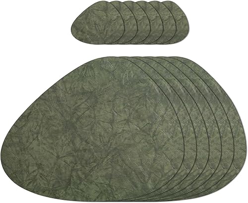 AHHFSMEI Juego de 6 manteles individuales de piel sintética para mesa de comedor, resistentes al calor, antideslizantes, lavables, impermeables,