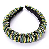 Vista 3 de Diadema con cuentas de Mardi Gras, diadema acolchada con cuentas de cristal, disfraz de Mardi Gras, accesorio para el cabello (cuentas de cristal A)