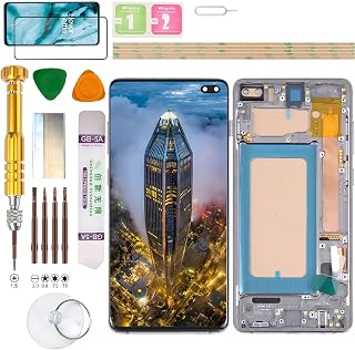 (Fingerabdruckfrei) LCD-Display-Montage für Samsung Galaxy S10+ Plus SM-G975F/DS, G975U, G975U1, G975W, G975X, SC-05L Bildschirm-Ersatz-Kit (Schwarz)