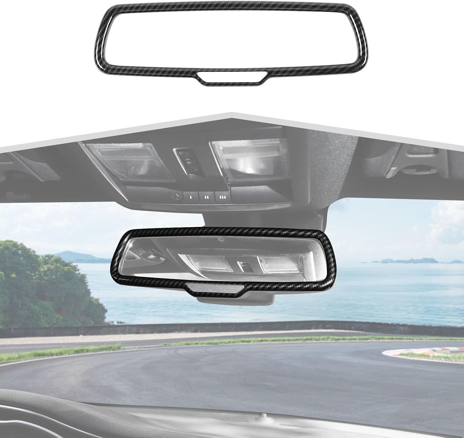 Carbon fiber Rear Interior View Mirror Cover Trim Frame Interior Accessories Fit for Dodge RAM 2010-2017,for Dodge Challenger 2015+,for Dodge Charger 2010+,for Dodge Durango 2011+
