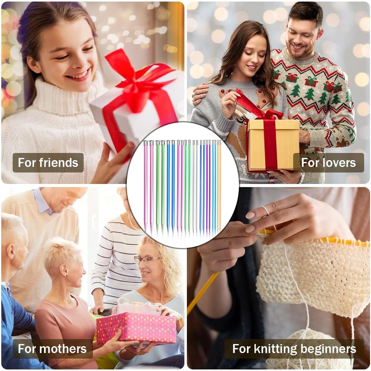 64pcs Knitting Needle Set, 20pcs Aluminum Knitting Needles Set, Colored Straight Single Pointed Knitting Needles, 10size 3.0-10mm 9.8inch Length for Handmade DIY Knitting with Knitting Accessories