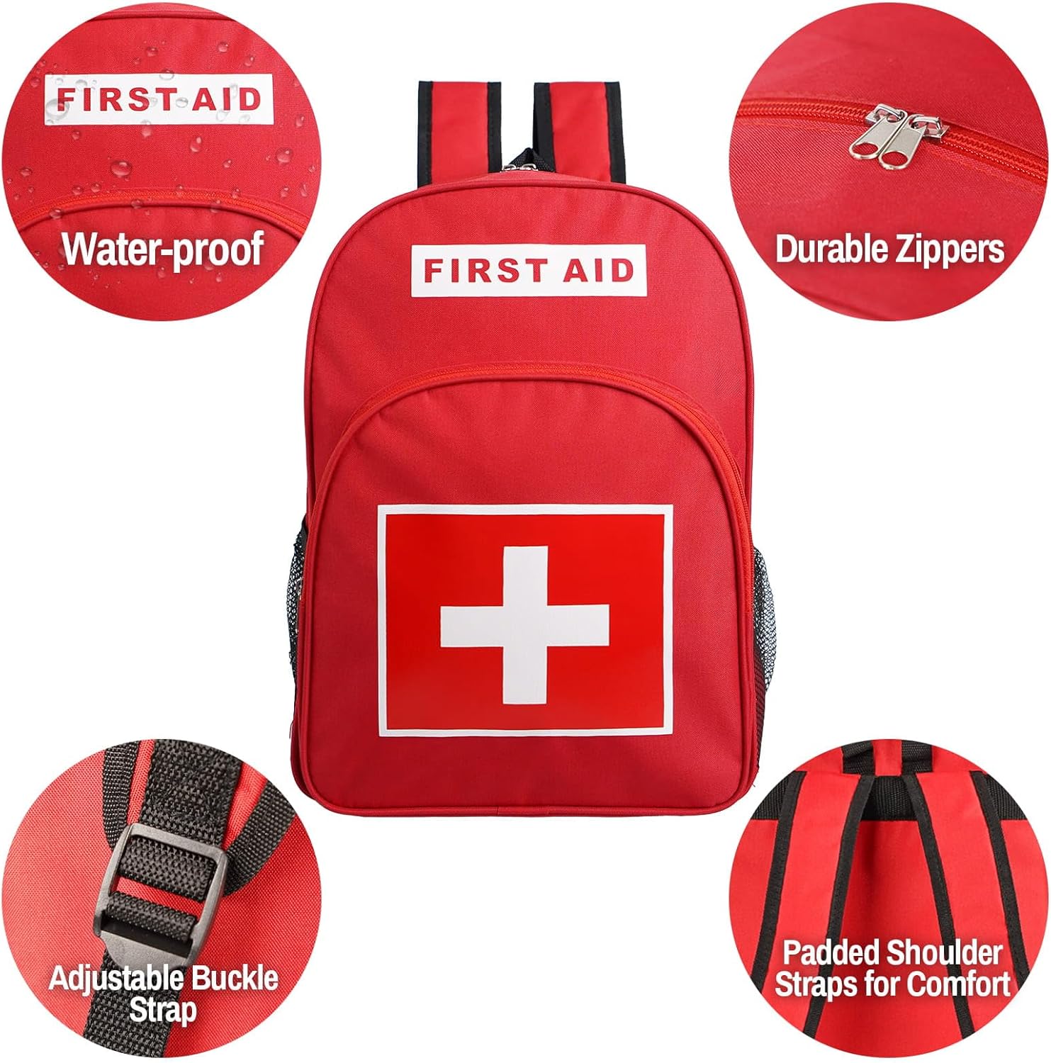 First Aid Backpack, Emergency Medical Backpack, Waterproof & Large Capacity, Empty First Aid Bag, Ideal for Home Office EMT Paramedics