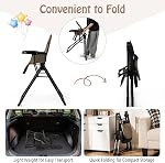 BABY JOY Foldable High Chair, Portable Highchairs for Babies and Toddlers with 3-Position Adjustable Tray & Footrest, Removable Seat Cushion, 5-Point Safety Harness, Space Saving Design (Coffee)