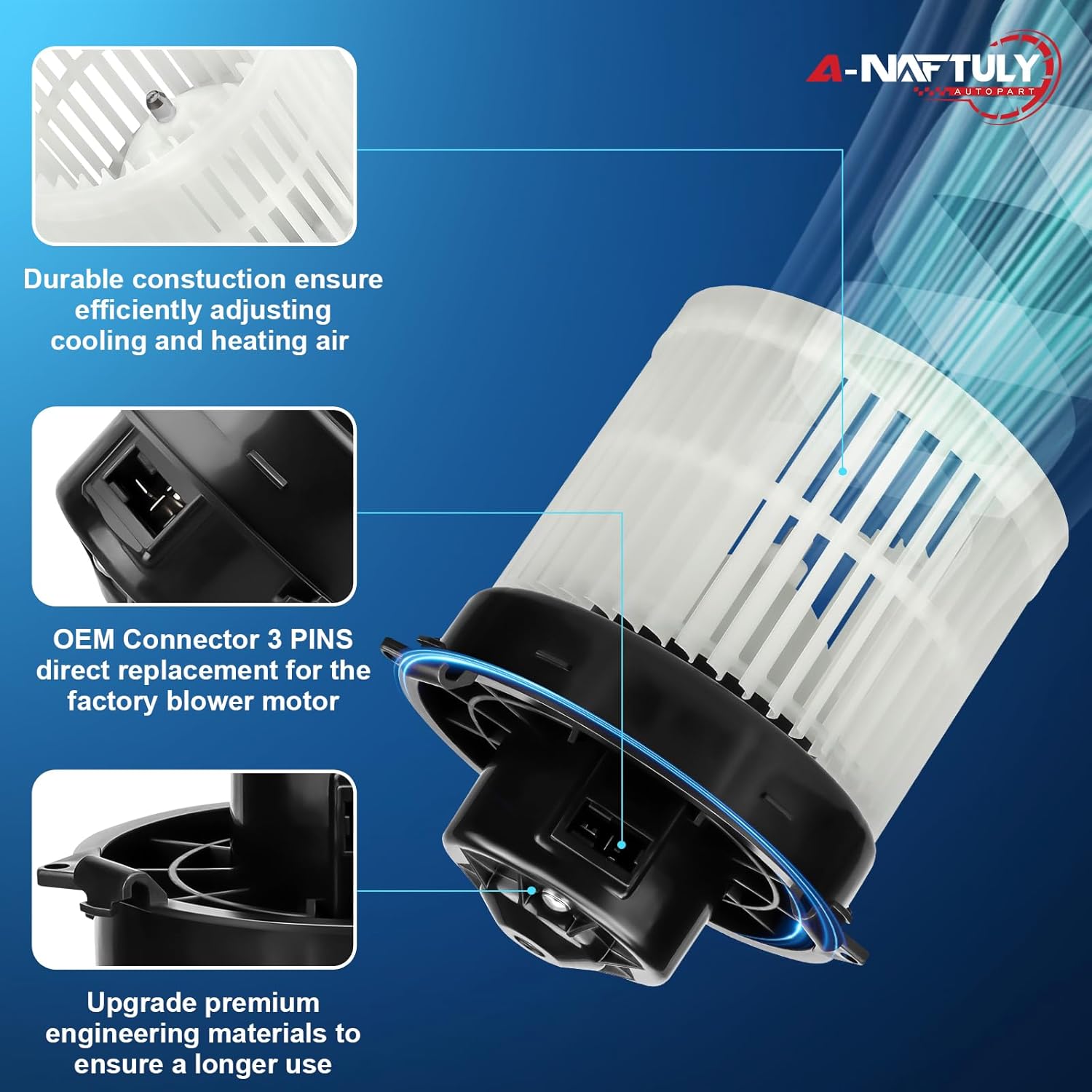 HVAC Heater Blower Motor Fan for Nissan Versa 2012 2013 2014 2015 2016 2017 2018, Versa Note 2014-2018, Front AC Blower Motor Fan Replacement, 700285, 27226-3AN0A