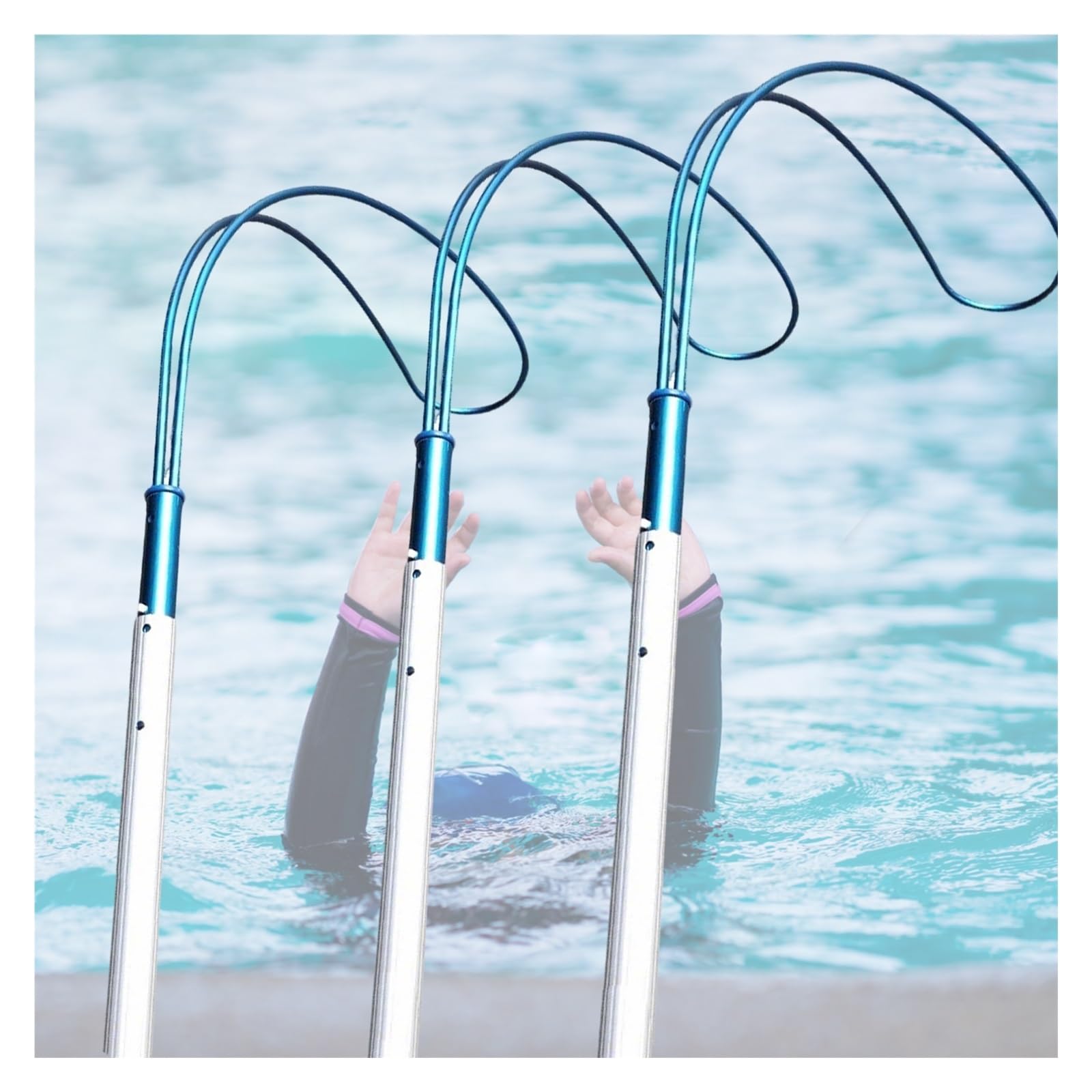 Crochet de sauvetage en aluminium et perche télescopique de 7 m pour piscine