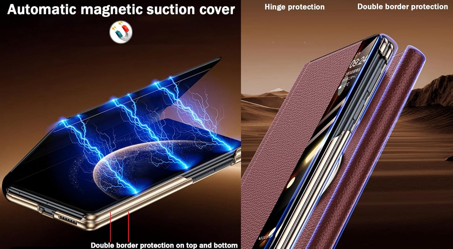 Intelligent Leather Mobile Phone Case for Huawei Mate X7. Magnetic, Kickstand, Smart Cellphone Cover/Shell for Mate X 7