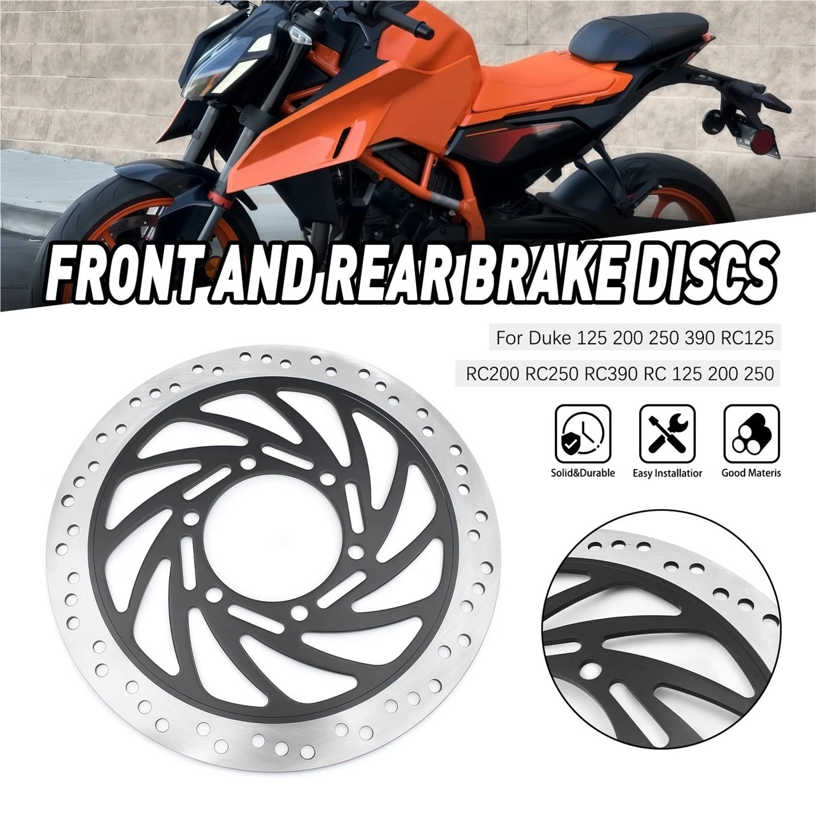 Tarcze hamulcowe motocykl Pasuje do Duke 125 200 250 390 2011-2020 RC 2014-2020 akcesoria 230mm 330mm przednia tylna tarcza hamulcowa motocykla(Rear)